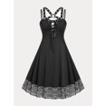 thumbnail image 1 of Vestido Gótico de Talla Extra con Cordones Rosegal  Vestidos casuales de talla grande, 1 of 5