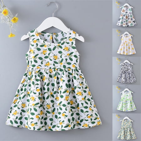 VOUZZA Girls Summer Floral Princess Dress Cotton Silk Sleeveless Sundress Lightweight Breathable Beach Vacation Dress