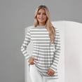 thumbnail image 2 of Women's Striped Long Sleeve T-Shirts Casual Crewneck Soft Stretchy Top Classic Fit for Daily Wear Lightweight Comfort Outfits ,Light Gray 2XL, 2 of 5