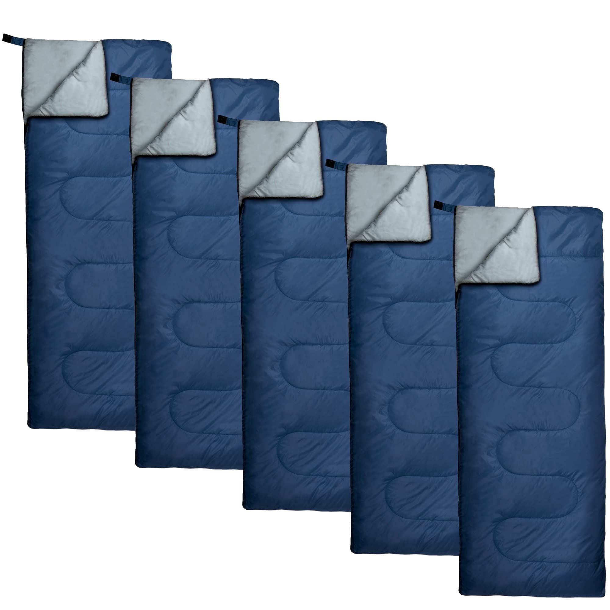 10 Pack Bulk Wholesale of Cold Weather Envelope Sleeping Bags for Adults, Kids, Homeless, Camping, Indoors, Outdoors - 10 Count Sleeping Bags in Navy Blue - 71"L x 30"W