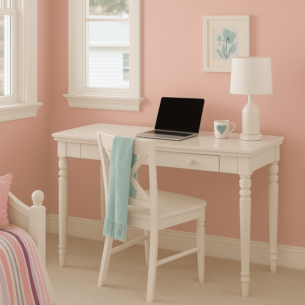 Leick Home Farmhouse Solid Wood Laptop Desk with Drop Front Keyboard Drawer, Cottage White