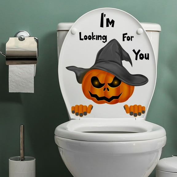 Vikakiooze Halloween Party Favors Halloween Decoration PVC Wall Stickers Halloween Cushaw Toilet Sticker