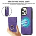 thumbnail image 6 of ELEHOLD for iPhone 13 Pro Max Case Synthetic Leather 2-in-1 Phone Case with Magnetic Detachable Card Holder Ring Holder Stand Drop Protection Shockproof Wallet Case,purple, 6 of 8