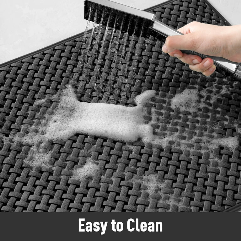 SIXHOME Shower Mat Non Slip Bath Mat for Tub 16x40 Shower Mats for  Bathtub Machine Washable Bathtub Mat with Suction Cups and Drain Holes  Woven White Tub Mat for Kids Elderly 