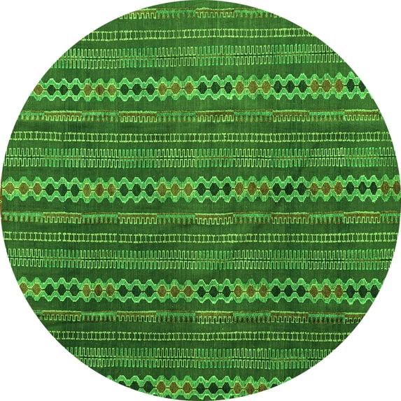 Ahgly Company Indoor Round Abstract Green Modern Area Rugs, 6' Round