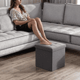 thumbnail image 4 of Magshion 15" Cube Folding Ottoman with Storage, Cotton-linen Collapsible Storage Ottoman Foot Stool, for Living Room Bedroom Entryway, Dark Gray, 4 of 8