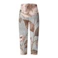 thumbnail image 4 of Taqqpue Womens Linen Pants Loose Floral Prirted Elastic High Waisted Wide Leg Pants Baggy Lounge Pant Comfy Soft Trousers Resort Wear Relaxed Fit Straight Leg Crop Trousers with Pockets, 4 of 5