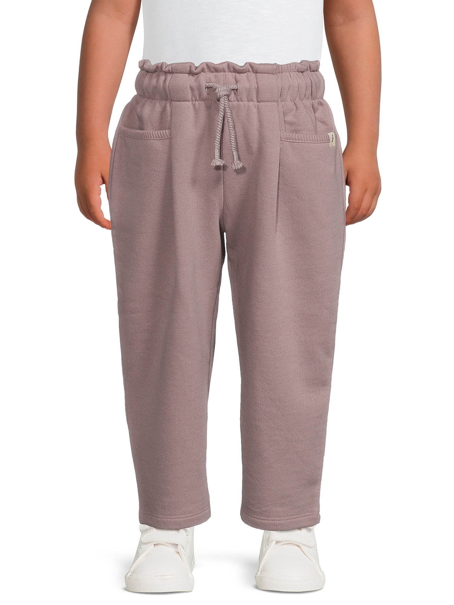 easypeasy Toddler Girl French Terry Paperbag Pant, Sizes 12 Months5T