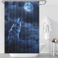 thumbnail image 2 of Wolves in The Moonlight Shower Curtain Fabric Bathroom Decor with Hooks, 2 of 5