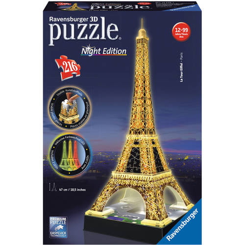 - 3D Puzzle - Night Edition - Eiffel Tower - 216 Piece Jigsaw Puzzle - Walmart.com