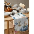 thumbnail image 2 of Fall Table Runner 13x72 Inch Thanksgiving Fall Yellow Blue Pumpkin Eucalyptus Leaf Table Runners Dresser Scarves Holiday Kitchen Dining Table Decoration for Home Party Indoor, 2 of 7
