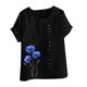 thumbnail image 4 of Vestidos Casuales Para Mujer, Blusas De Mujer De Moda Blusa informal de lino con cuello redondo y manga corta con botones para mujer, talla grande, estampada, 4 of 4