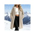 thumbnail image 2 of Zynoxe Women's Hooded Jackets With Side Pockets Casual Solid Color Long Sleeve Fuzzy Fleece Coat Relaxed Mid-Length Open Front Cardigan Jackets Warm Plush Outerwear Jackets for Women S, 2 of 9