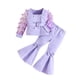 thumbnail image 1 of Odeerbi 3-9 Años Niñas Trajes de Algodón Tul Chaqueta Blazer de Manga Larga Con Pantalones Acampanados Set Knot Notched Lapel Traje Chaqueta Pantalones Largos Set, 1 of 4