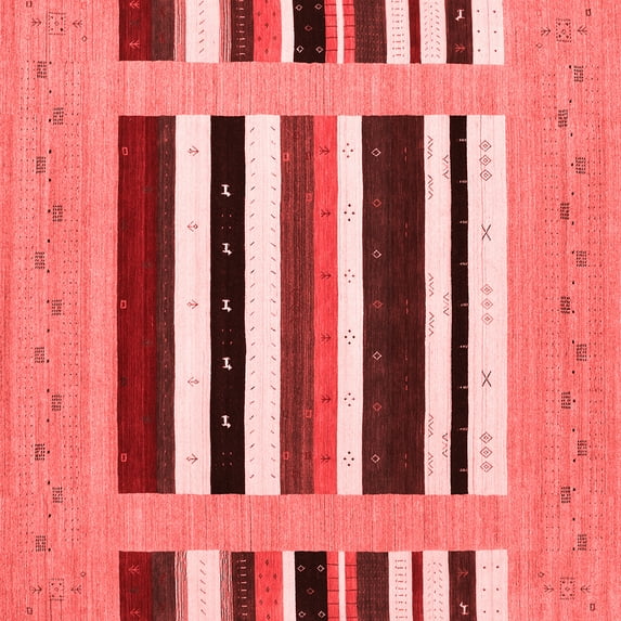 Ahgly Company Indoor Square Abstract Red Contemporary Area Rugs, 3' Square