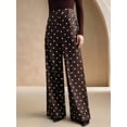 thumbnail image 6 of Women'S Polka Dots Wide Leg Tailored Pants High Waisted Belted Loose Trousers with Pockets Brown M, 6 of 10