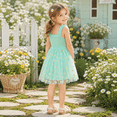 thumbnail image 5 of IPIO Girls’ Mint Green 3D Daisy Appliqué Tulle Princess Dress with Ruffle Straps, 5 of 7