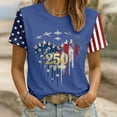 thumbnail image 2 of American Flag T Shirts Women 4th of July Patriotic USA Stars Graphic Short Sleeve Crewneck Tees 250th Birthday Independence Day Tops, 2 of 4