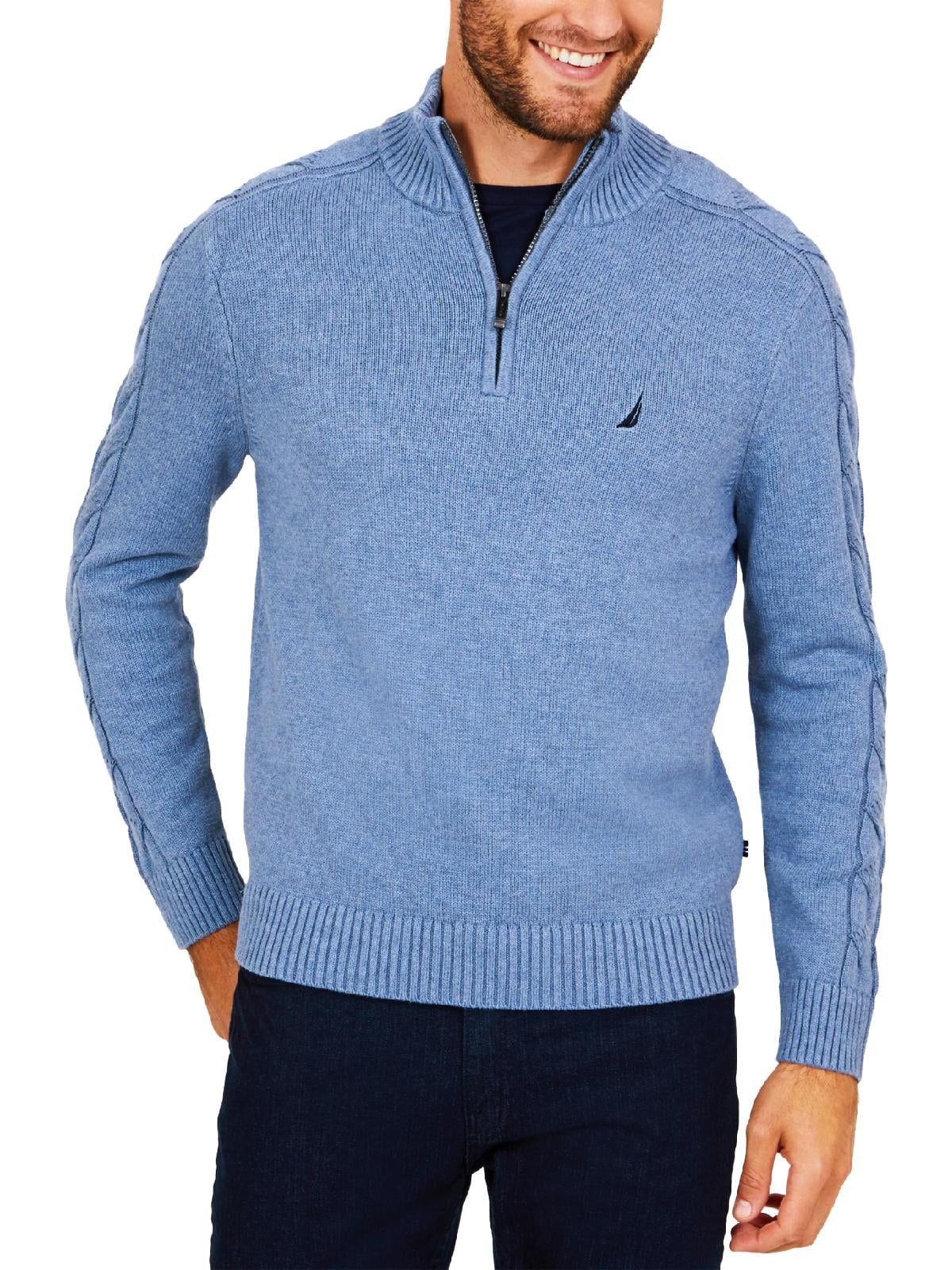 Nautica Mens Quarter Zip Ribbed Trim Sweater - Walmart.com