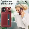 thumbnail image 5 of Allytechgroup Wallet Case for Apple iPhone 11, With Shoulder Strap Cards Slots Ring Holder Stand Cards Slots RFID Blocking Phone Case for Girls Women, Red, 5 of 11