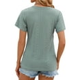 thumbnail image 5 of Hibeli Women Eyelet Pattern Wrap V Neck Short Sleeve Solid Color Top, 5 of 7