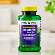 Spring Valley Extra Strength Melatonin Tablets Sleep Support Dietary Supplement, 10 mg, 120 Count
