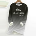 thumbnail image 2 of LEAVINGSUO Christmas Clearance Womens Tops Clearance under $5 Women Thick Fleece Sweatshirt Long Sleeve Print Velvet Warm Round Neck Underwear Tops, 2 of 3