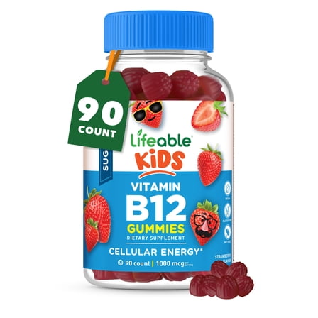 Lifeable Sugar Free B12 for Kids, 1000 mcg, 90 Gummies