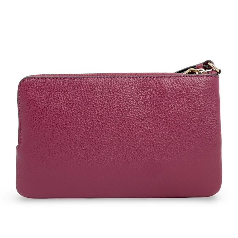バッグ DOUBLE ZIP COACH WALLET Coach Double Zip Wallet Signature Canvas 1941 Red Pebble