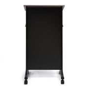 Audio-Visual Direct Lectern (45 H x 17 D x 23 L) Modern Wood & Metal Podium Wheels -Cherry/Black-
