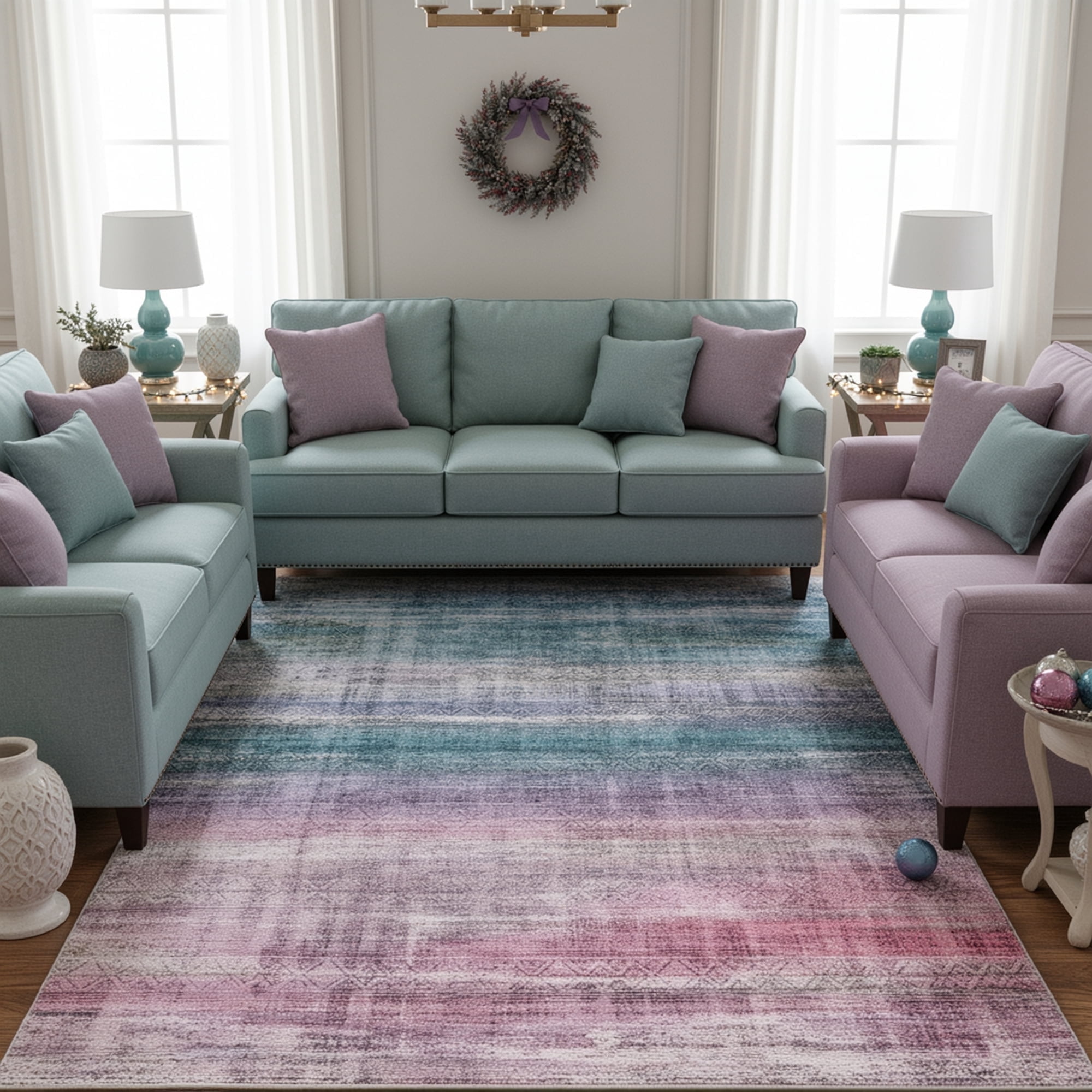 9x12 Modern Abstract Rugs Washable Non-Slip Ombre for Living Room Bedroom Study Room-Orchid