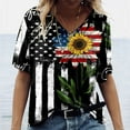 thumbnail image 3 of Women Independence Day American Flag T-shirt,4th of July Patriotic Shirts Casual Summer Tops V Neck Short Sleeve Trendy Blouses Loose Fit Work Out Tunic Tops, 3 of 4