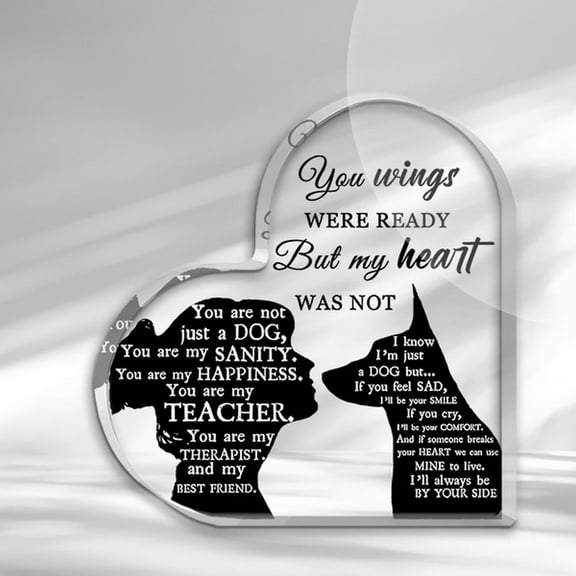 Heartfelt Pet Memorial Gift - Acrylic Heart-Shaped Plaque With Inspirational Dog Teacher Quote Paw Print Design - Thoughtful Sympathy Bereavement Keepsake For Loss Of Dog Decor Dog Memorial Items