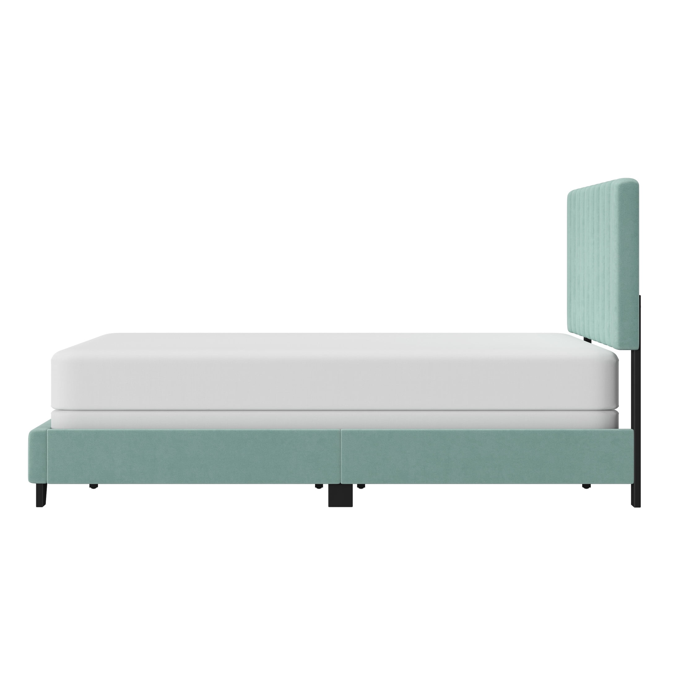 Reece Channel Stitched Upholstered King Bed, Caribbean Green, by Hillsdale Living Essentials