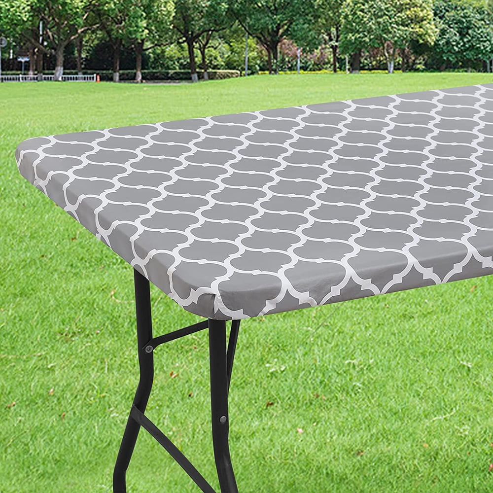 Rectangle Tablecloth, Waterproof Elastic Fitted Table Covers For 6 Foot