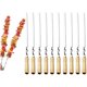 thumbnail image 1 of 10 brochetas de barbacoa de metal con mangos de madera, accesorios para brochetas de barbacoa planas de acero inoxidable, brochetas de barbacoa grandes reutilizables Rojo Verde, 1 of 5