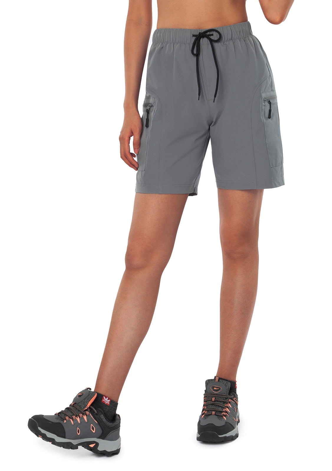 Hiauspor Womens Cargo Shorts with 4 Pockets, Casual Bermuda Shorts for Hiking Outdoors, Sizes S