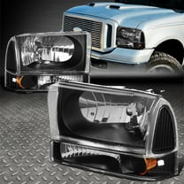 NUVISION for 99-04 Ford F250 F350 F450 F550 Super Duty Excursion Black/Amber Headlights