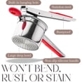 thumbnail image 6 of Bellemain Large Potato Ricer Fixed Screen Stainless Steel Potato Masher for Mashed Potatoes, 15 oz Capacity Red, 6 of 6