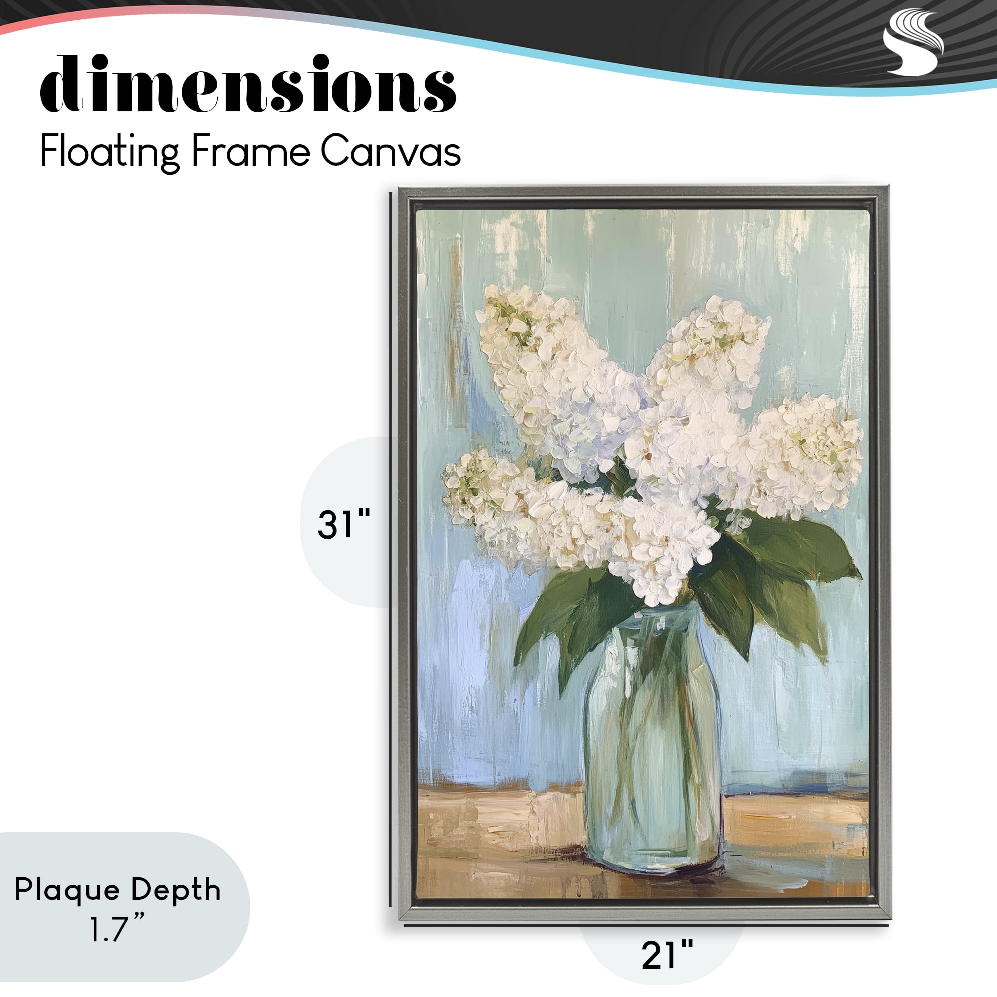 Stupell Industries Tall Flowers in Glass Vase Gray Framed Floater Canvas Wall Art, design by Petal Prints Design