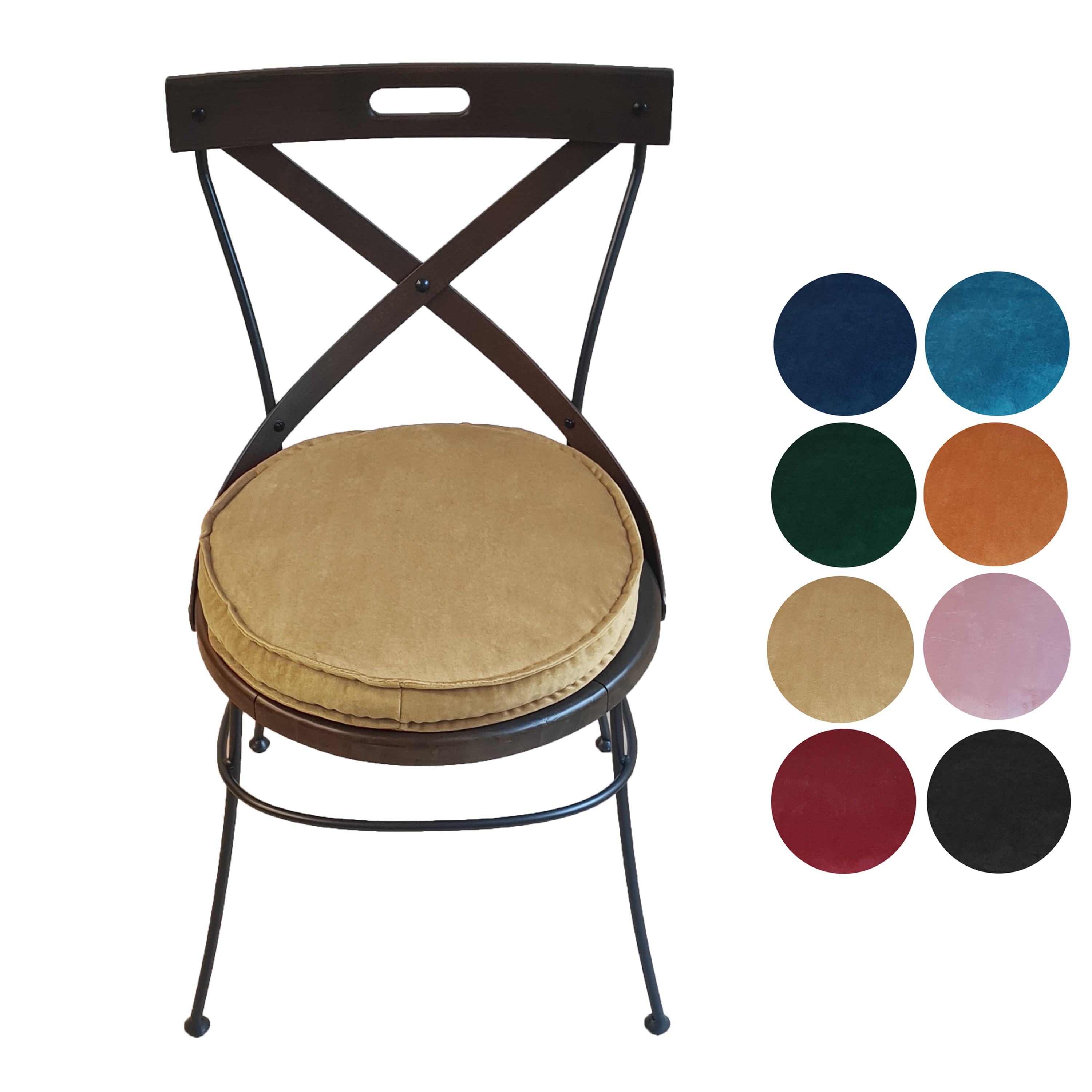 16 IN Round 3 IN Thick Plush Velvet Chair Pad Seat Cushion with handle