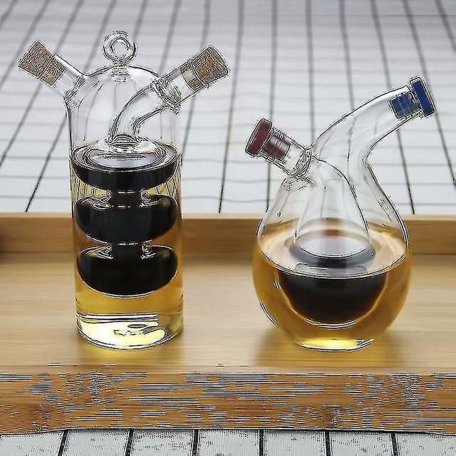 Double Layer Sauce Oil Bottle 2 In 1 Vinegar Glass Bottle Condiment Seasoning Sealed Kitchen Storage Bottles Jars Ns2