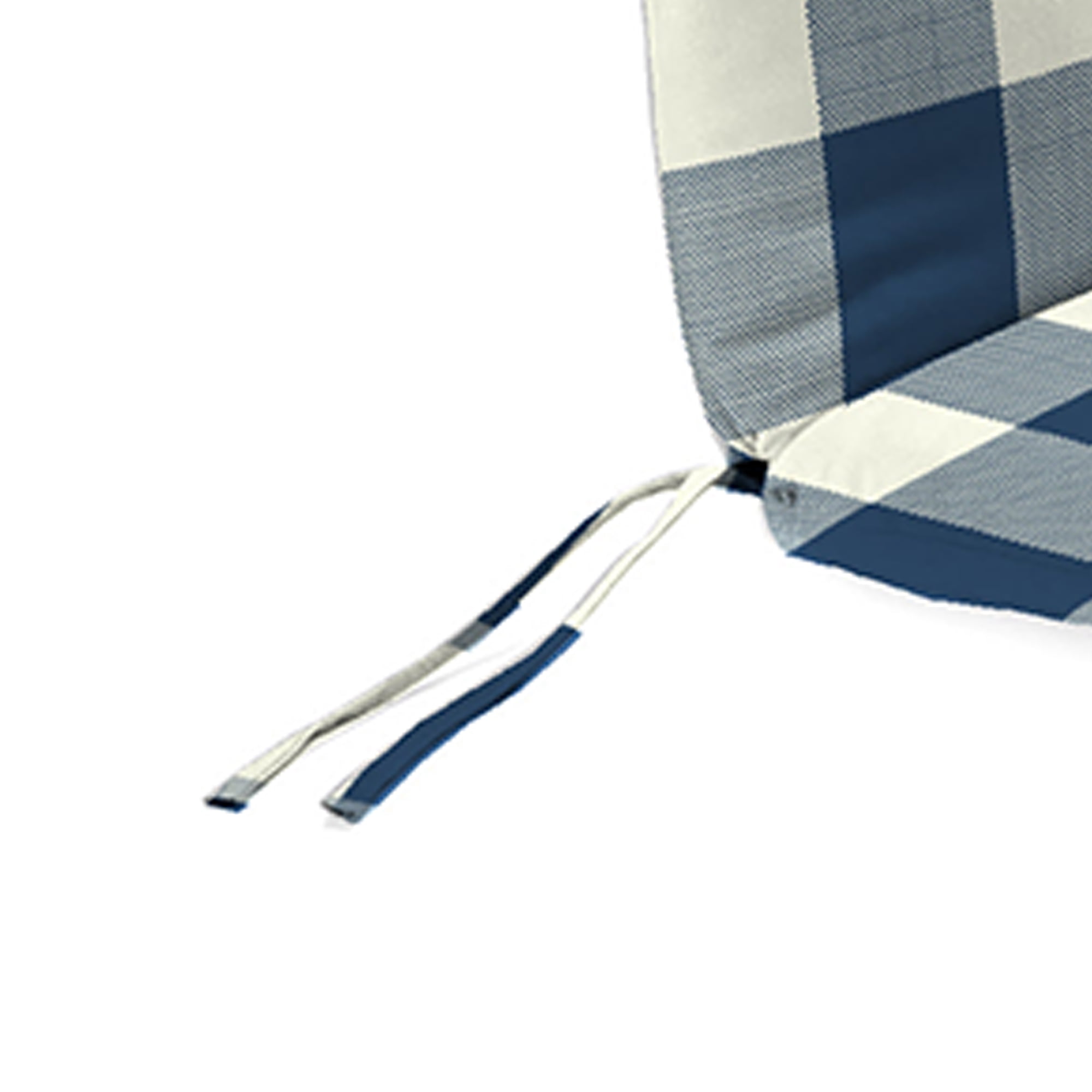 Jordan Manufacturing 74" x 22" Navy Buffalo Check Rectangular Outdoor Chaise Lounge Cushion with Ties