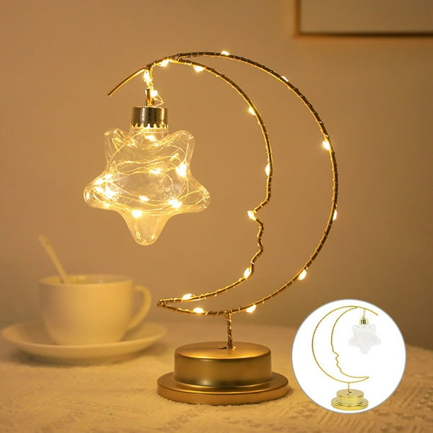 Lámpara de Mesa Decorativa de Hierro a Pilas con Luz Led Cálida, Usb y Funciona con Pilas para Decoración Del Hogar, Navidad, Cumpleaños