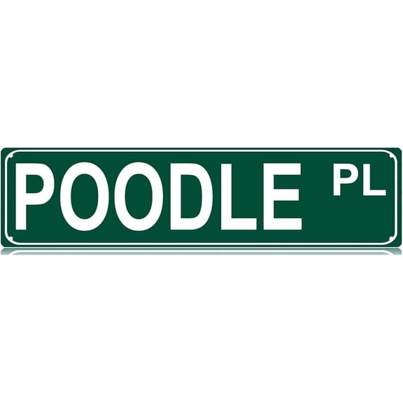 Poodle Pl Slim Tin Sign Street Funny Metal Sign Wall Decor For Bedroom Farm Home Bar Garage Man Cave Wall Art Gift 4" By 16"