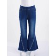 thumbnail image 3 of JanJean Kid Girls Youth Junior Denim Jeans Bell Bottom Flare Pants High Waist Wide Leg Ruffled Dark Blue 4, 3 of 6