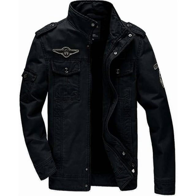 Chaqueta polar de invierno para hombre, cálida, de algodón grueso y militar, con cuello alto y carga