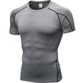 thumbnail image 3 of IYTR Mens Workout Shirts Solid Color Short Sleeve Summer T Shirts Pullover Round Neck Fitness Sports Stretch Quick-drying Shirts Casual Comfy Gray XL, 3 of 6