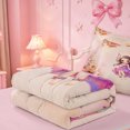 thumbnail image 5 of meiyoeat Watercolor Ombre Monogram J Zipper Twin Comforter Sets with Fitted Sheet and 2 Pillowcases,Cute Cartoon Princess Elf Zipper Bedding Set For Girl,Pink Reversible,4 Pieces, 5 of 7