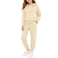 thumbnail image 5 of GiLiling Hoodie Sweatsuit Set for Boys Girls 2 Piece Hooded Sweatshirt Jogger Sweatpants Tracksuit Kids Athletic Solid Outfits (Beige, 9-10 Years), 5 of 8